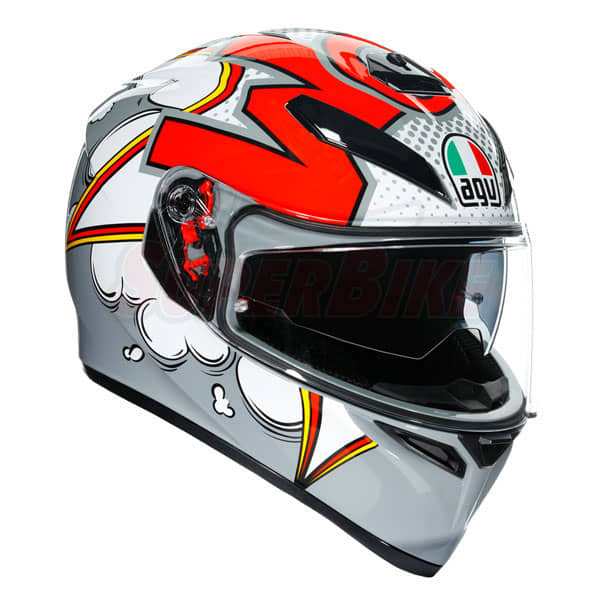 CASCO AGV K3 BUBBLE GREY WHITE RED