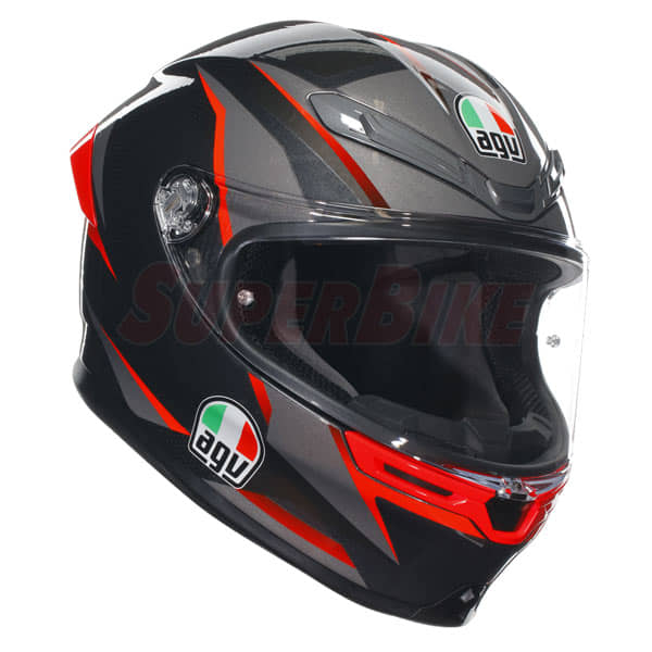 CASCO AGV K6 E2206 MPLK SLASHCUT BLACK GREY RED