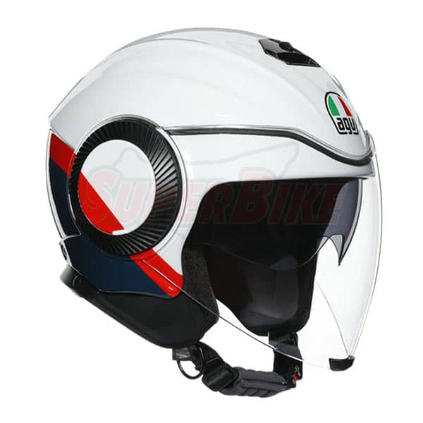 CASCO AGV BLOCK PEARL WHITE EBONY RED FL