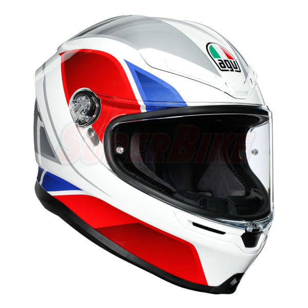 CASCO AGV K6 ECE MULTI HYPHEN WHITE RED BLUE - Clicca l'immagine per chiudere