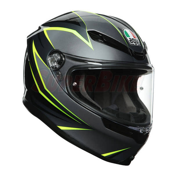 CASCO AGV K6 ECE MULTI FLASH GREY BLACK LIME - Clicca l'immagine per chiudere