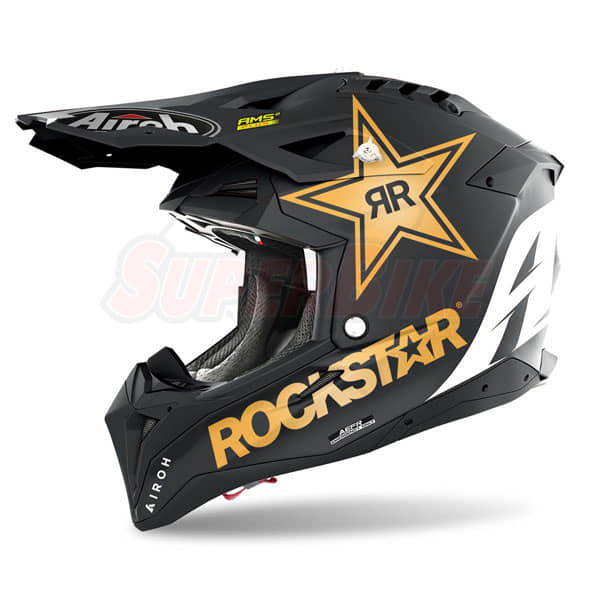 CASCO AIROH AVIATOR 3 ROCKSTAR 22 NERO OPACO