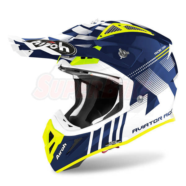 CASCO AIROH AVIATOR ACE NEMESI BLUE GLOSS - Clicca l'immagine per chiudere