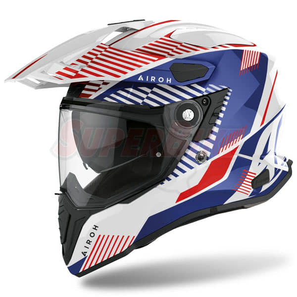 CASCO AIROH COMMANDER BOOST WHITE BLUE GLOSS