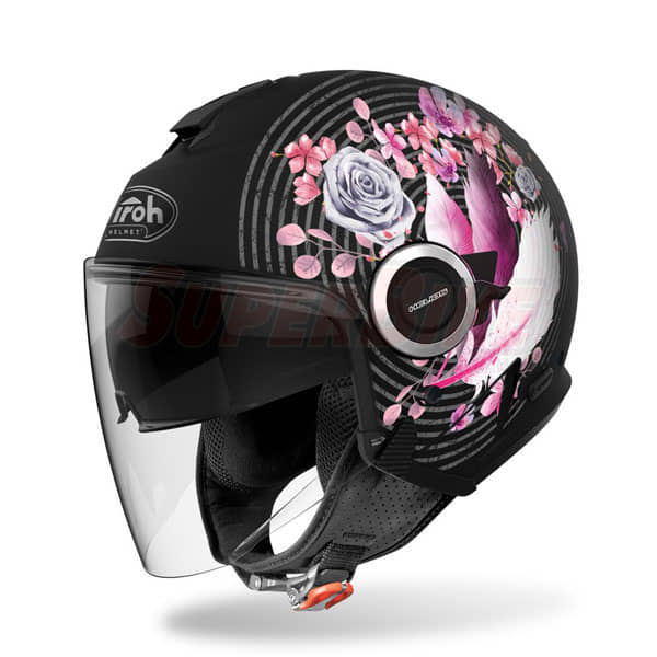 CASCO AIROH HELIOS MAD MATT NERO CON FIORI