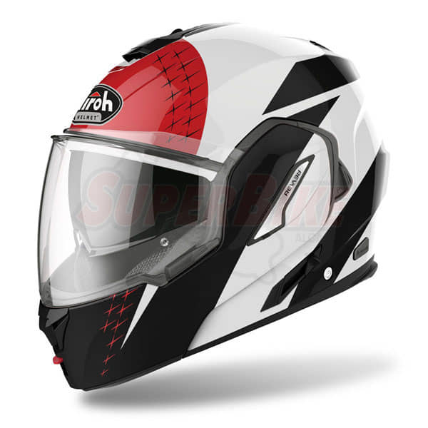 CASCO MODULARE AIROH REV 19 LEADEN WHITE RED BLACK GLOSS