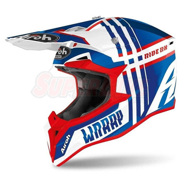 CASCO AIROH WRAAP BROKEN BLUE/RED GLOSS