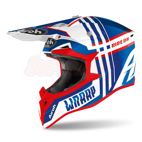 CASCO AIROH WRAAP YOUTH BROKEN BLUE RED