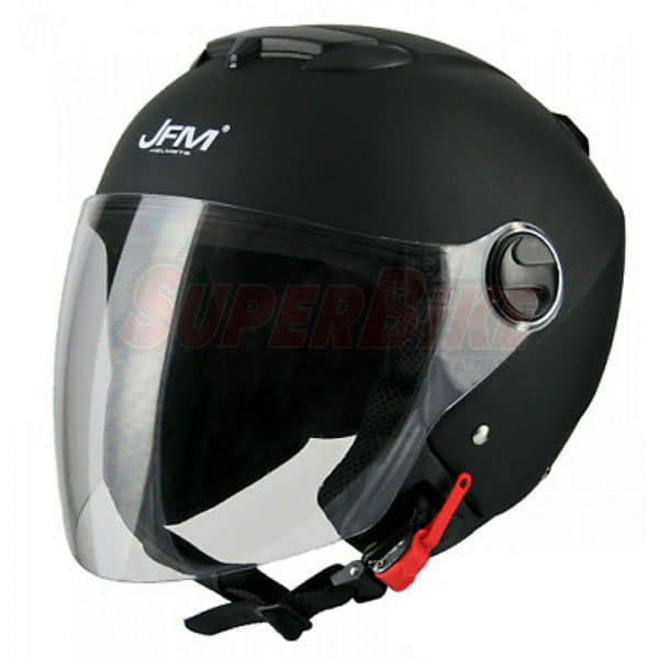 CASCO DEMI JET JFM VISIERA LUNGA NERO OPACO