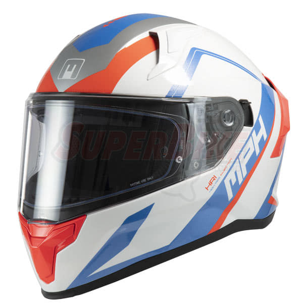 CASCO MPH INTEGRALE TIGER PLUMB WHITE BLUE RED ECE 22.06 - Clicca l'immagine per chiudere