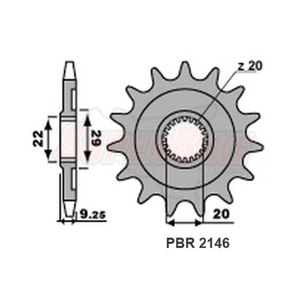 PIGNONE TRASMISSIONE ACCIAIO 14 DENTI P. 520