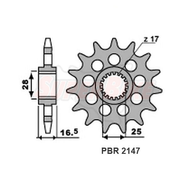 PIGNONE TRASMISSIONE 17 DENTI P. 525 PER KTM