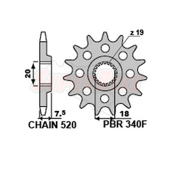 PIGNONE TRASMISSIONE 14 DENTI P. 520 - Clicca l'immagine per chiudere