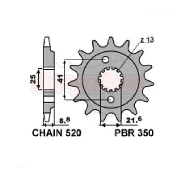 PIGNONE TRASMISSIONE 14 DENTI P. 520 HONDA XR-RR 1998 - Clicca l'immagine per chiudere