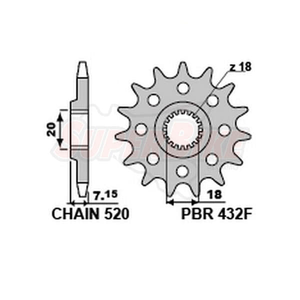 PIGNONE TRASMISSIONE ALLEGGERITO 12 DENTI P. 520 SUZUKI RM 125