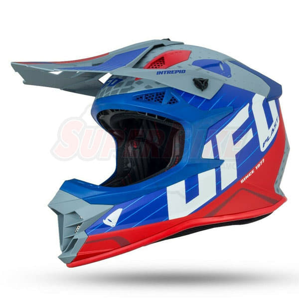 CASCO CROSS UFO INTREPID BLU GRIGIO ROSSO