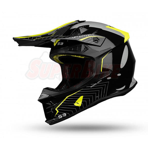 CASCO CROSS UFO INTREPID NERO GIALLO FLUO