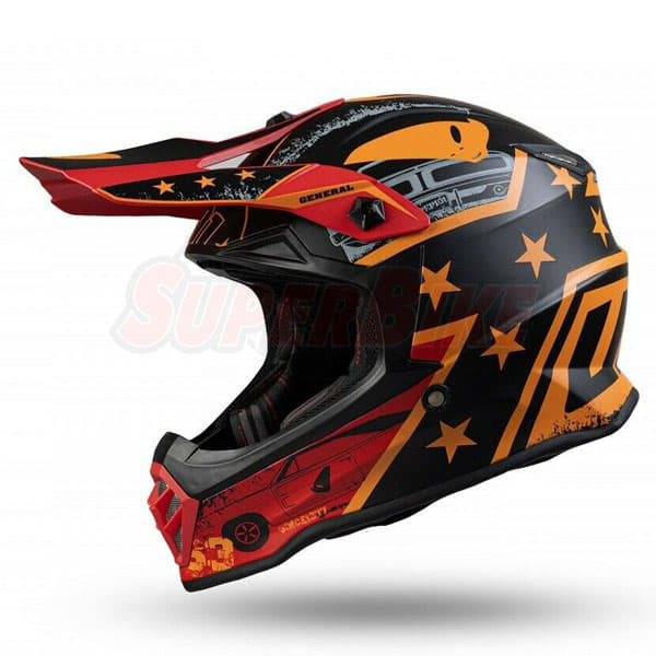 CASCO CROSS UFO BOY GENERAL MATT NERO ARANCIO ROSSO