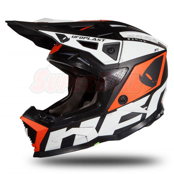CASCO UFO OFF ROAD ECHUS NERO BIANCO ARANCIO CASCO UFO OFF ROAD ECHUS NERO BIANCO ARANCIO
